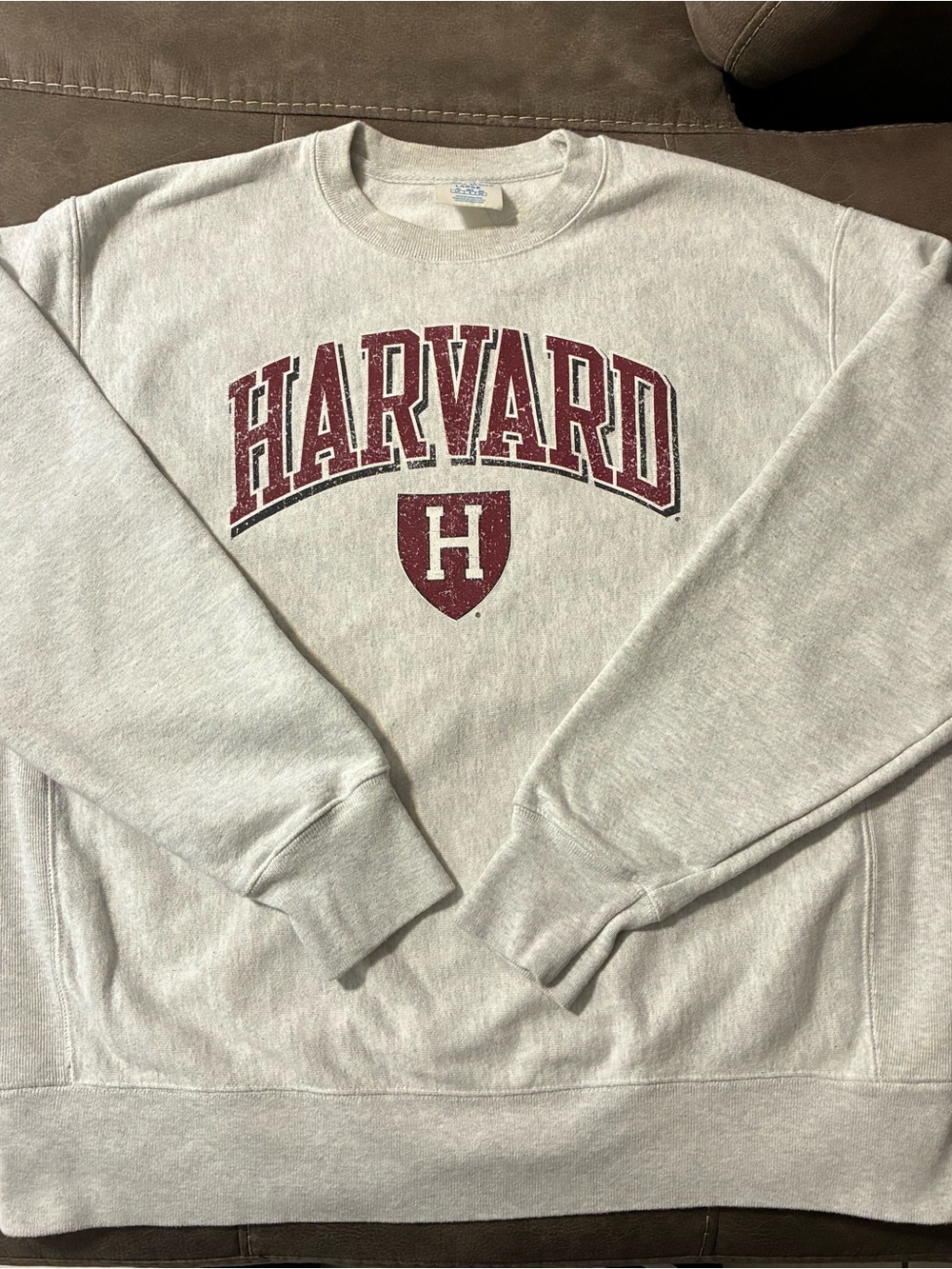 Harvard Sweatshirt Champion Reverse Weave Large Gray Stretch Crest Retro